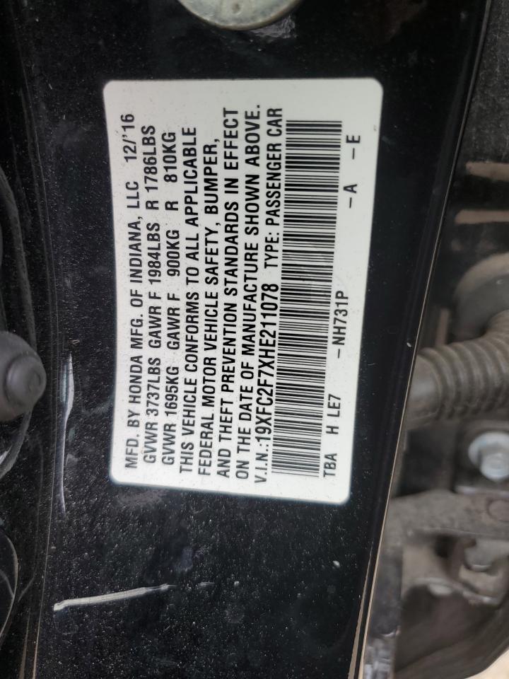 19XFC2F7XHE211078 2017 HONDA CIVIC - Image 12