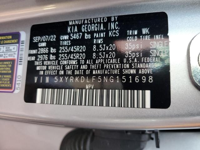 5XYRKDLF5NG151698 Kia Sorento SX 14