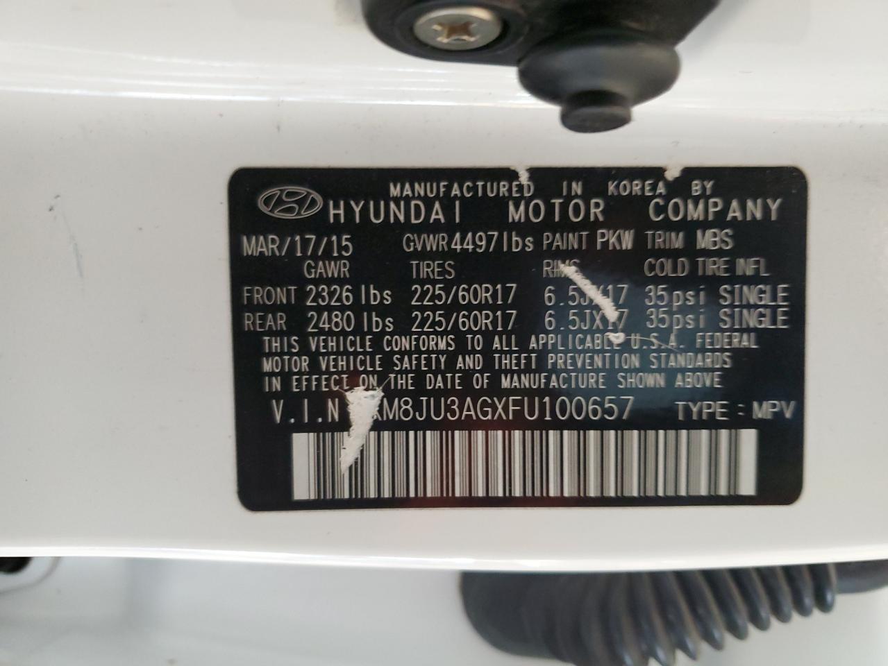 KM8JU3AGXFU100657 2015 HYUNDAI TUCSON - Image 14