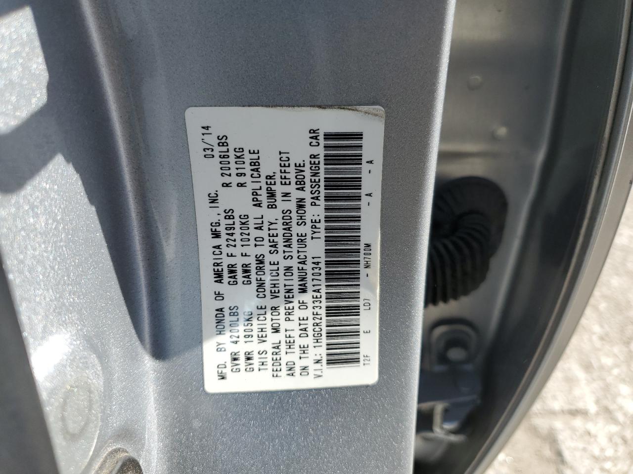 1HGCR2F33EA170341 2014 Honda Accord Lx