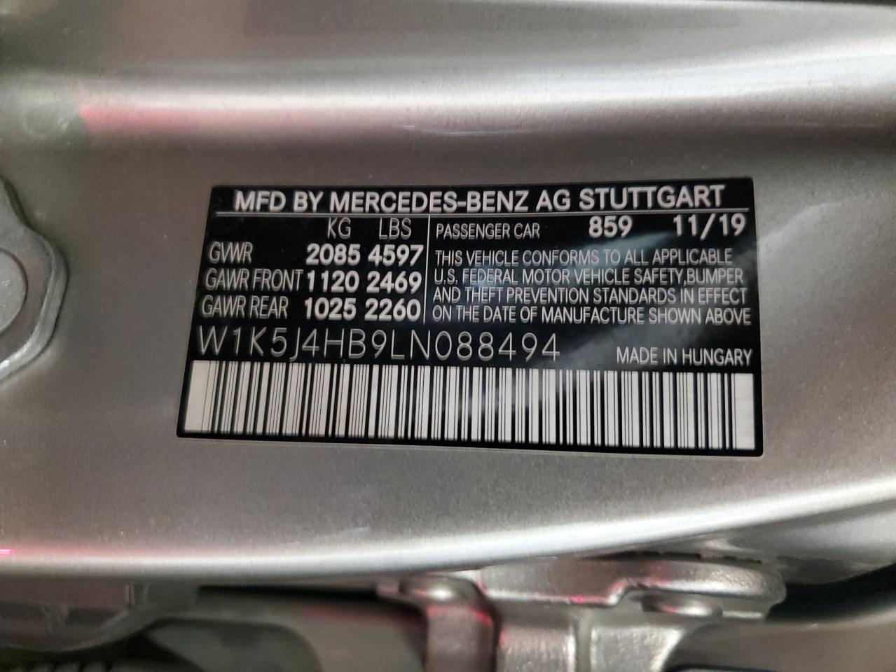 W1K5J4HB9LN088494 2020 Mercedes-Benz Cla 250 4Matic