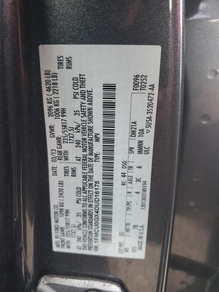 2013 Ford Escape Se VIN: 1FMCU0GX4DUD16175 Lot: 66954854