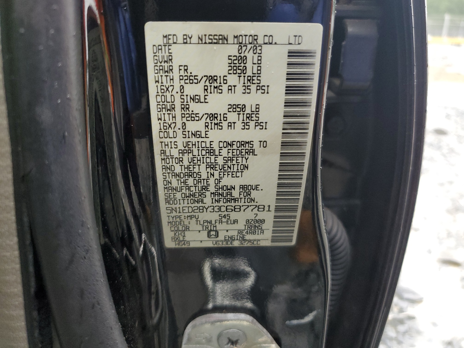 5N1ED28Y33C687781 2003 Nissan Xterra Xe