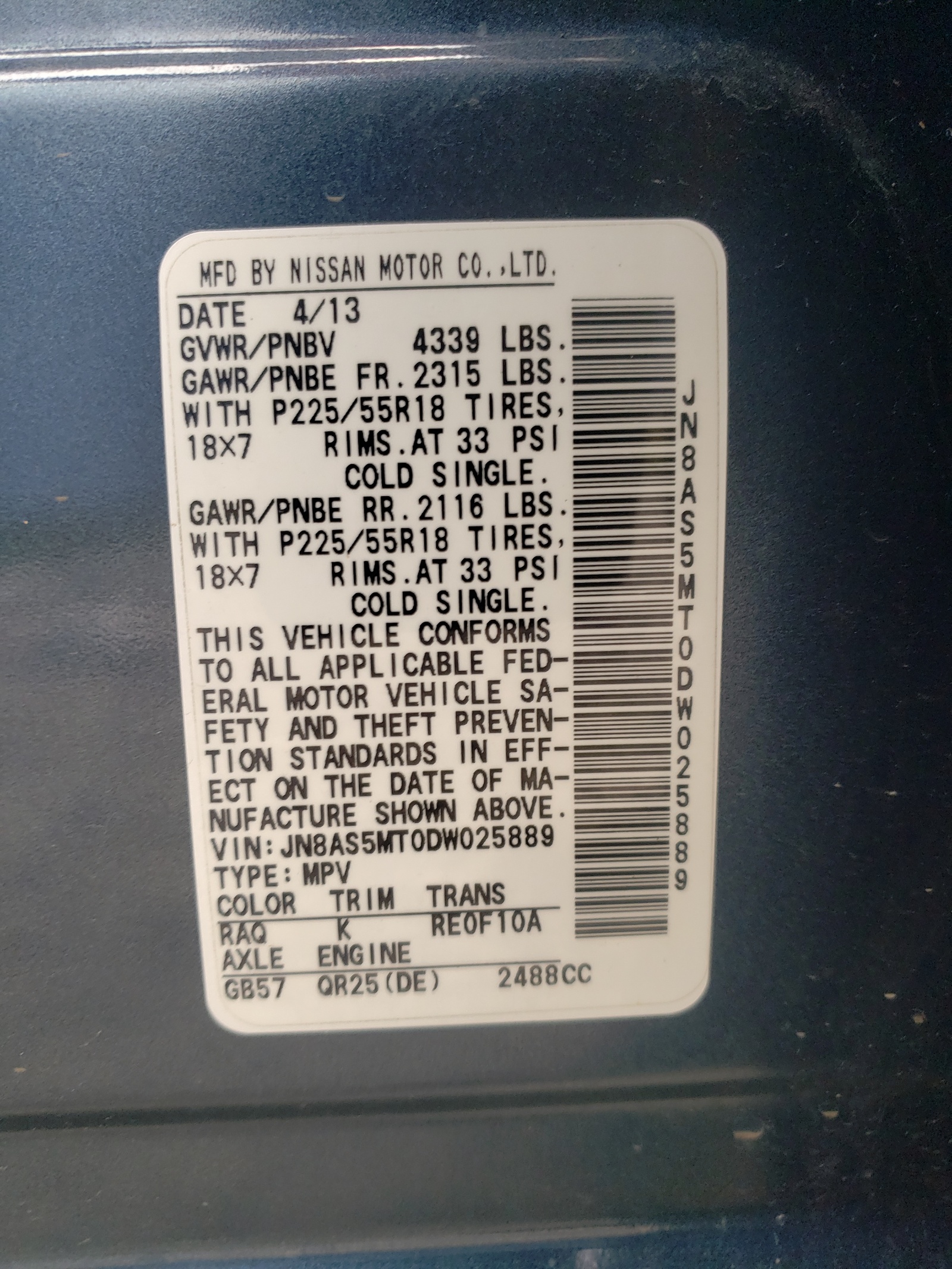 JN8AS5MT0DW025889 2013 Nissan Rogue S