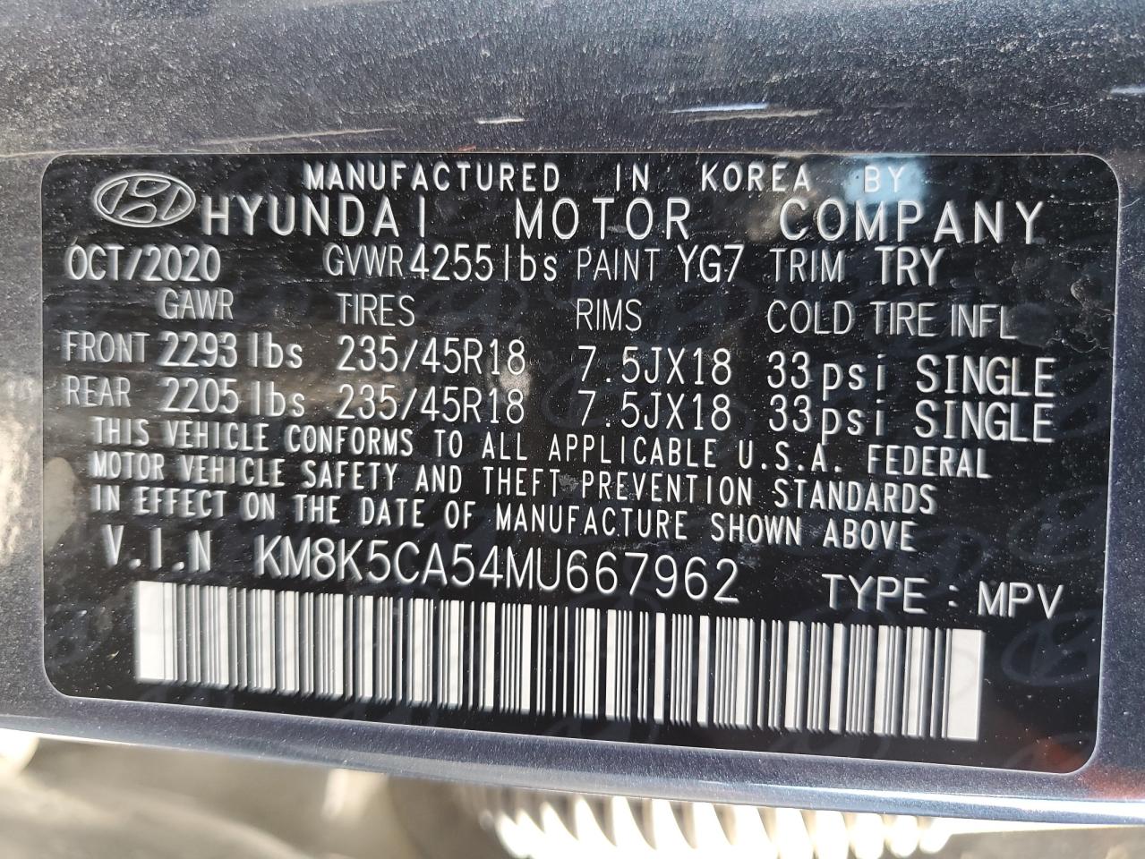 2021 Hyundai Kona Ultimate VIN: KM8K5CA54MU667962 Lot: 68123194