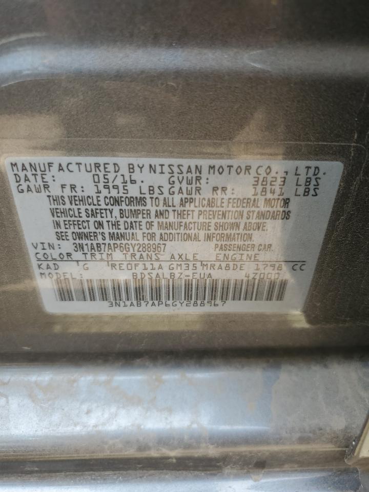 3N1AB7AP6GY288967 2016 Nissan Sentra S