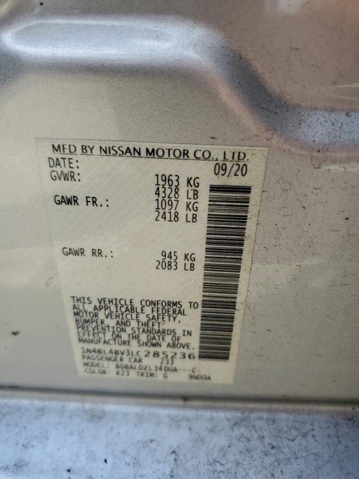 2020 Nissan Altima S VIN: 1N4BL4BV3LC285236 Lot: 68136424