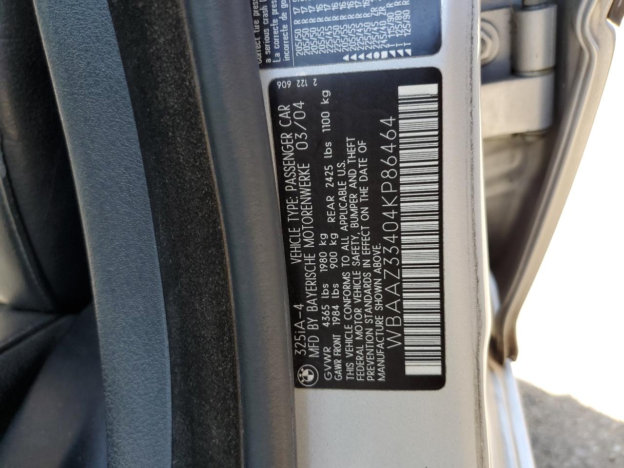2004 BMW 325 Is Sulev VIN: WBAAZ33404KP86464 Lot: 67341984