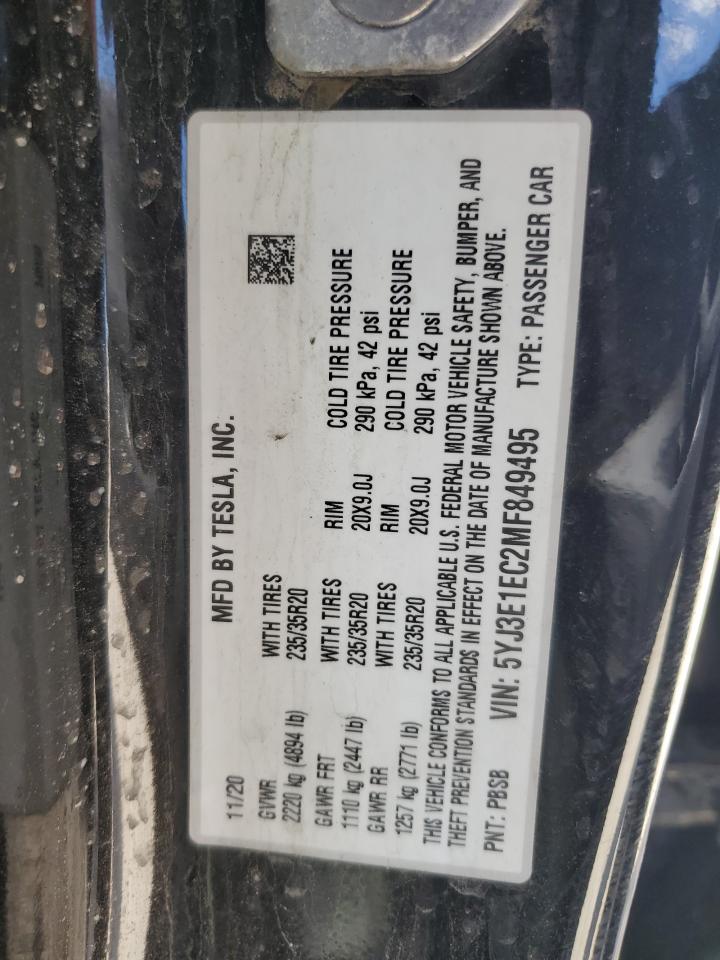 5YJ3E1EC2MF849495 2021 Tesla Model 3