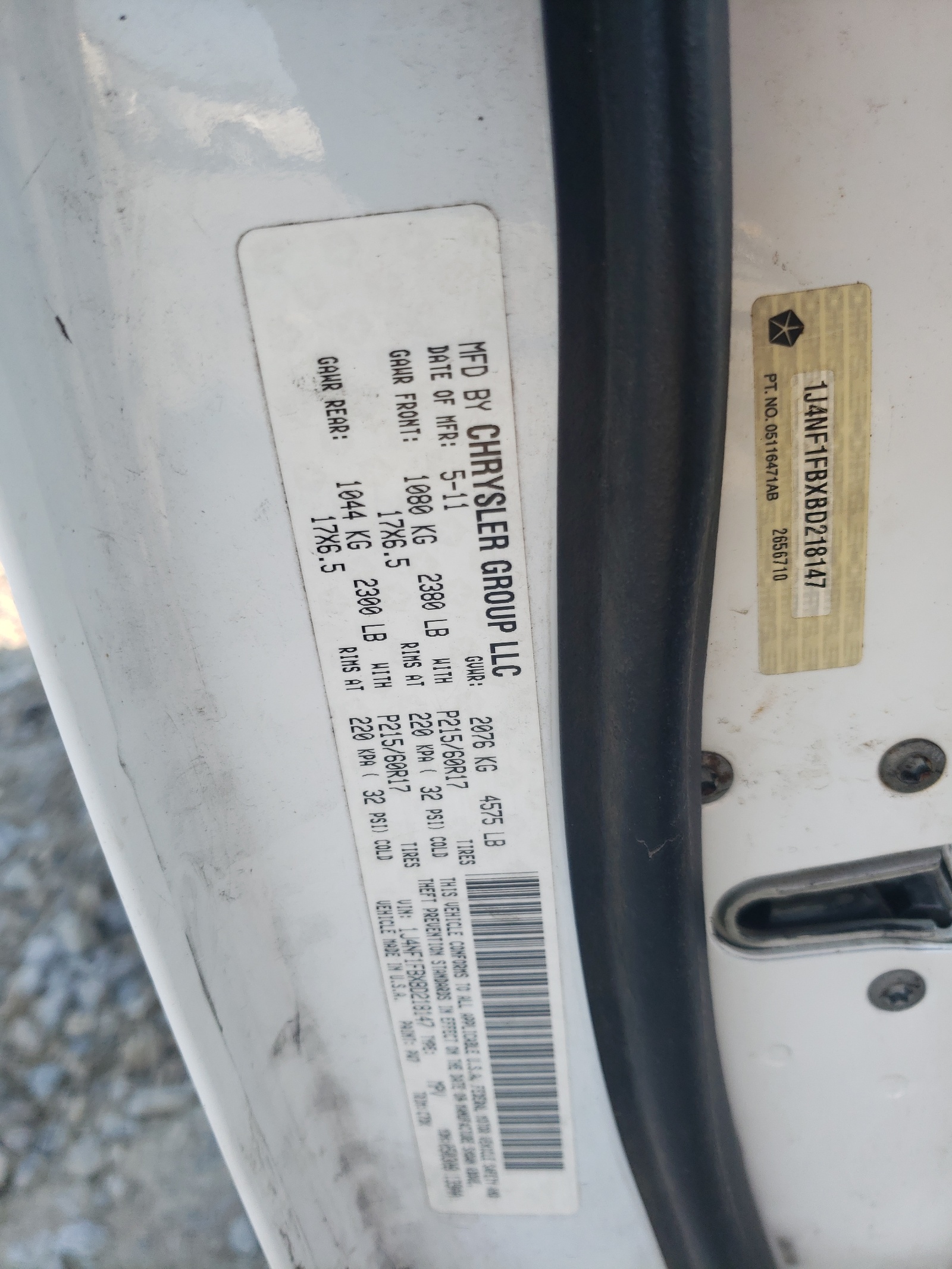 1J4NF1FBXBD218147 2011 Jeep Compass Sport