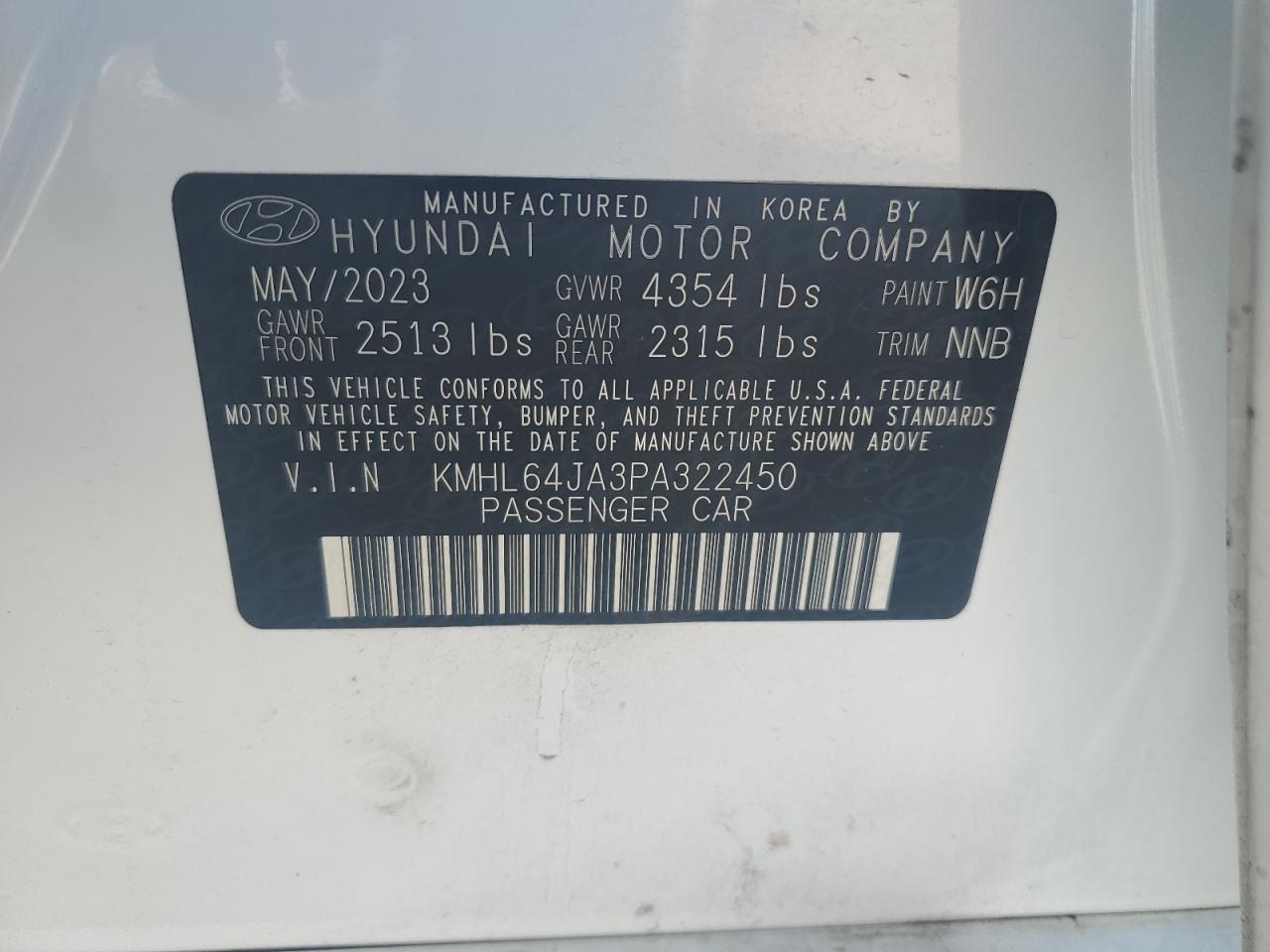 KMHL64JA3PA322450 2023 Hyundai Sonata Sel