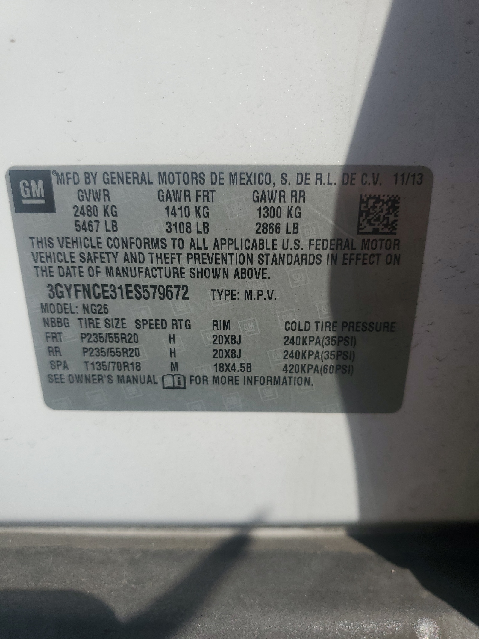 3GYFNCE31ES579672 2014 Cadillac Srx Performance Collection