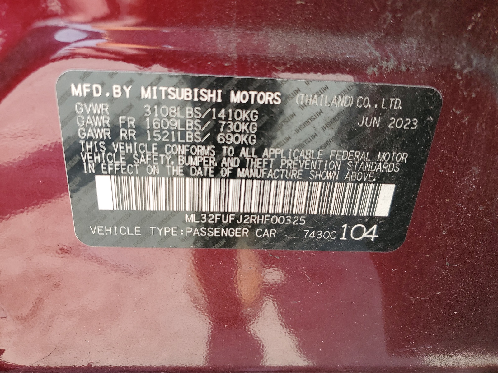 ML32FUFJ2RHF00325 2024 Mitsubishi Mirage G4 Es