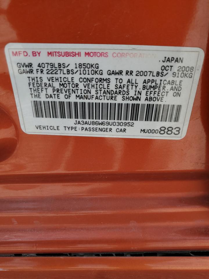 JA3AU86W69U030952 2009 Mitsubishi Lancer Gts