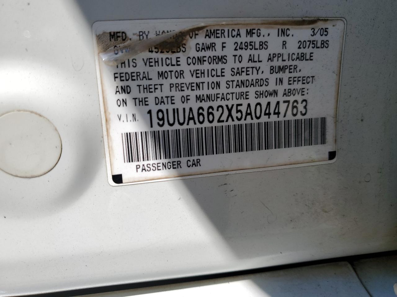 19UUA662X5A044763 2005 Acura Tl