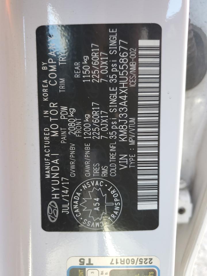 2017 Hyundai Tucson Limited VIN: KM8J33A4XHU558677 Lot: 66950474