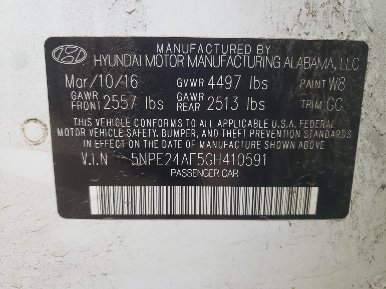 5NPE24AF5GH410591 2016 HYUNDAI SONATA - Image 12