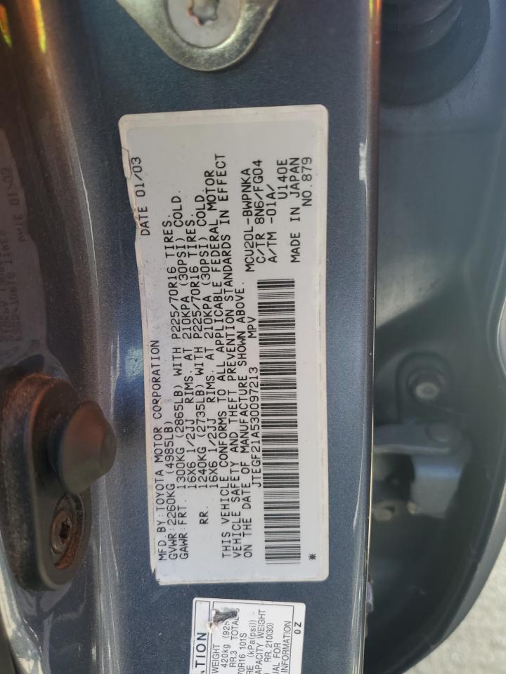 2003 Toyota Highlander Limited VIN: JTEGF21A530097213 Lot: 67495764
