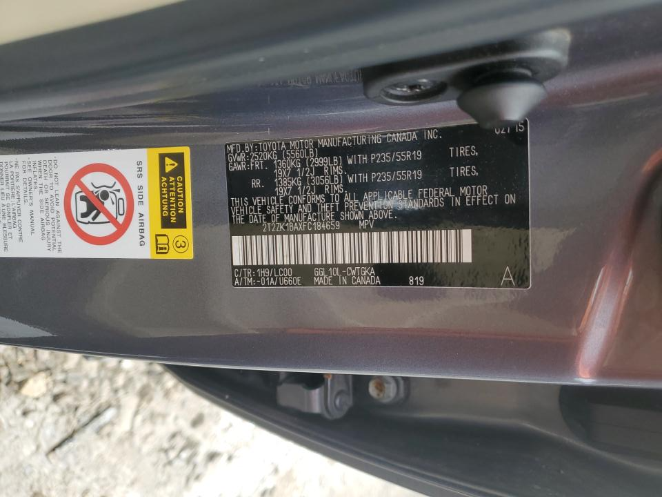 2T2ZK1BAXFC184659 2015 Lexus Rx 350