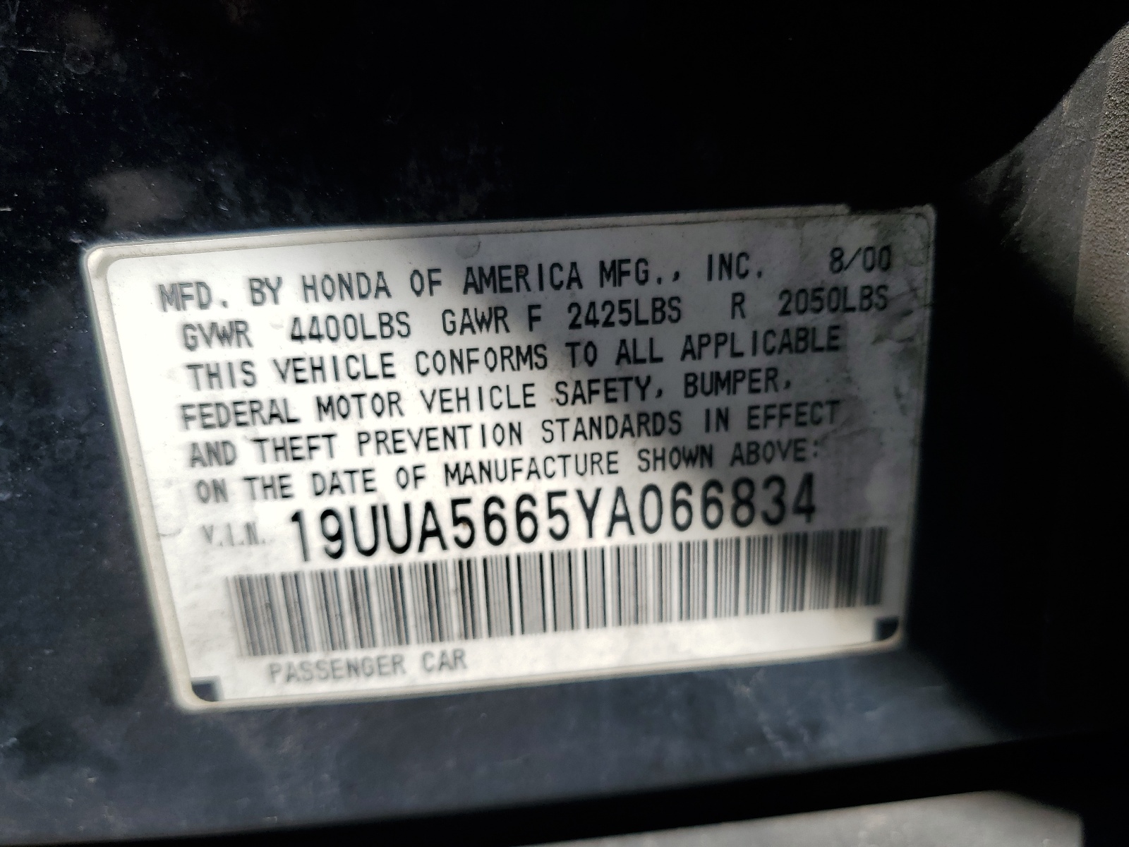 19UUA5665YA066834 2000 Acura 3.2Tl