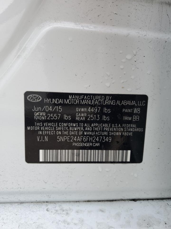 2015 Hyundai Sonata Se VIN: 5NPE24AF6FH247349 Lot: 69041554