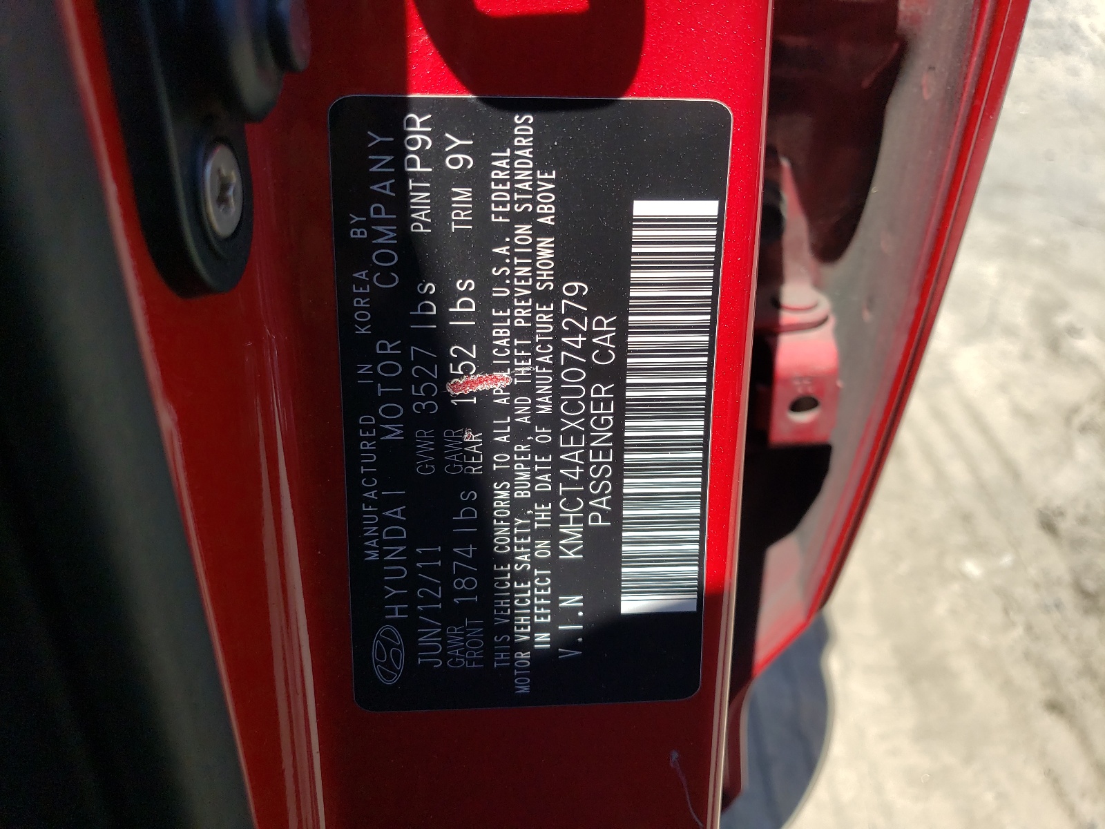 KMHCT4AEXCU074279 2012 Hyundai Accent Gls