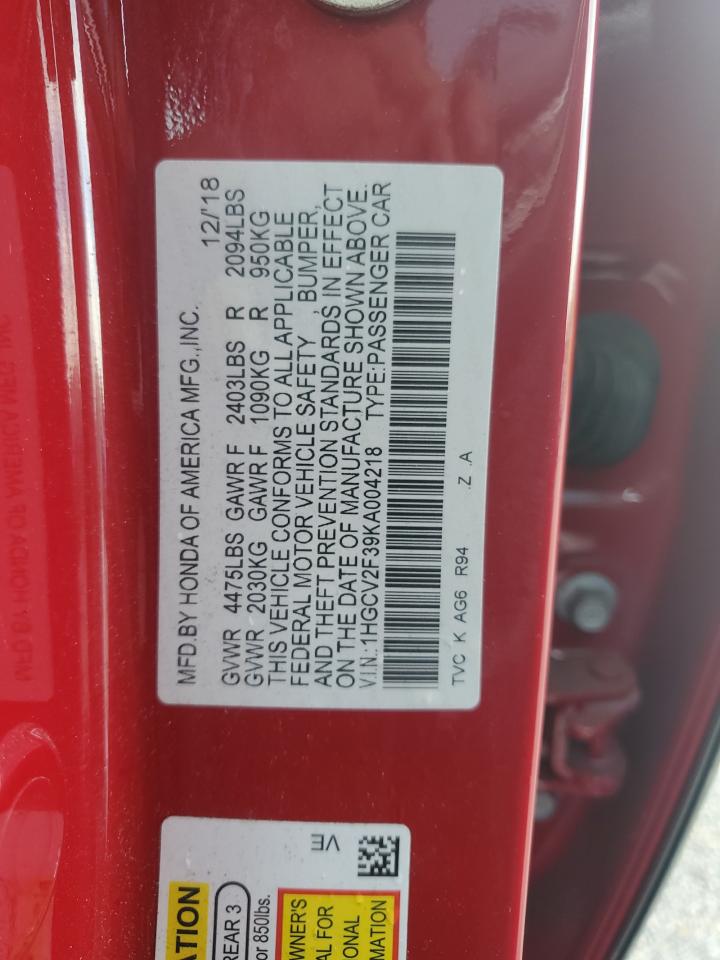 1HGCV2F39KA004218 2019 HONDA ACCORD - Image 13