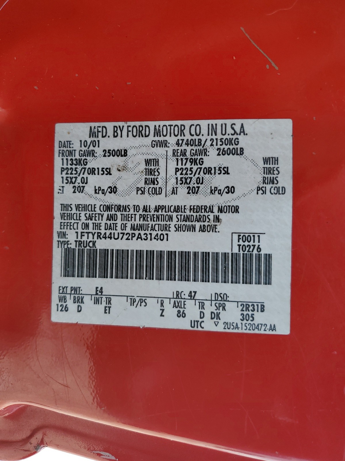 1FTYR44U72PA31401 2002 Ford Ranger Super Cab