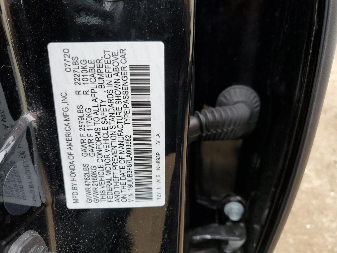 19UUB3F87LA003682 2020 Acura Tlx Advance