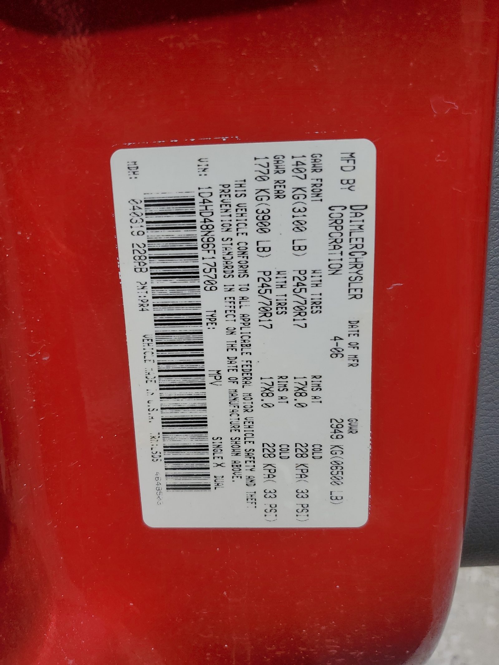 1D4HD48N96F175709 2006 Dodge Durango Slt