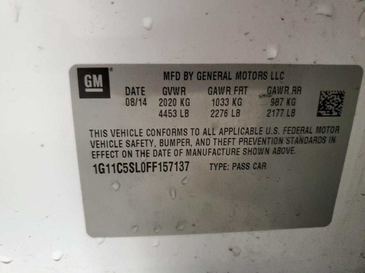 1G11C5SL0FF157137 2015 CHEVROLET MALIBU - Image 12