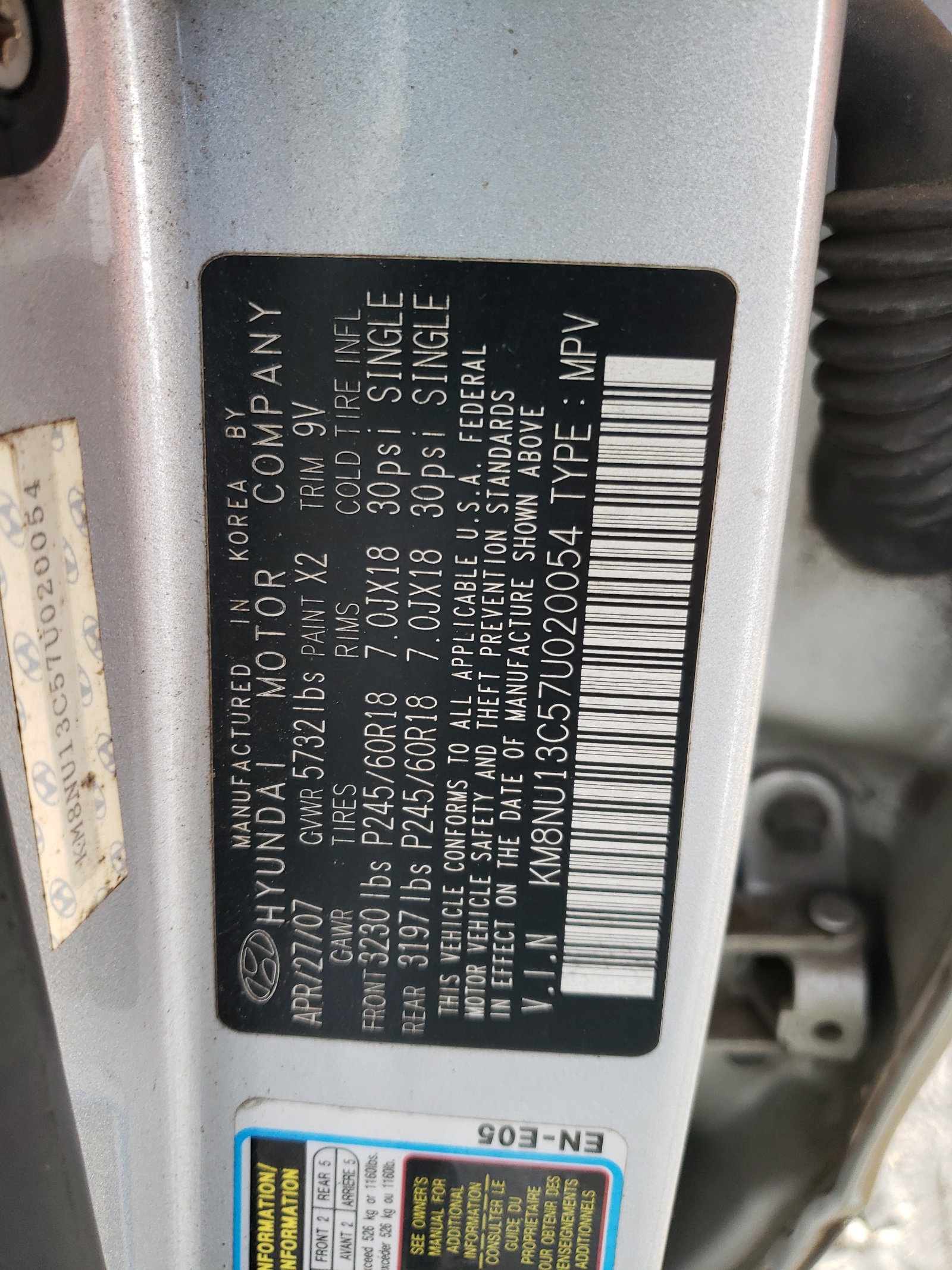 KM8NU13C57U020054 2007 Hyundai Veracruz Gls