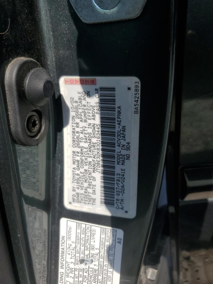 2003 Toyota Camry Le VIN: JTDBE32K830163445 Lot: 68789484