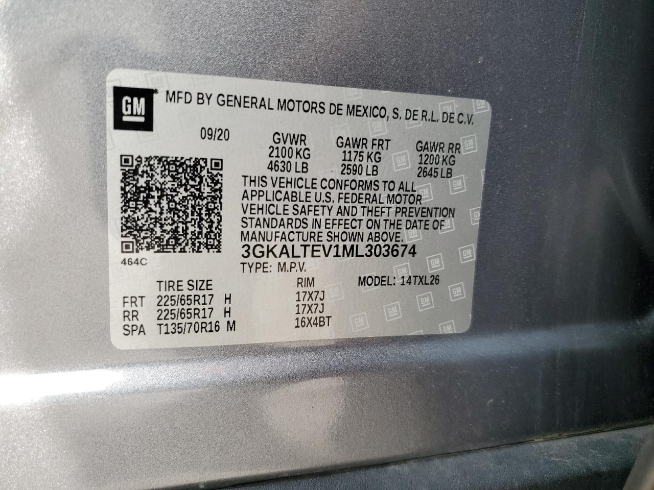 2021 GMC Terrain Sle VIN: 3GKALTEV1ML303674 Lot: 66588864