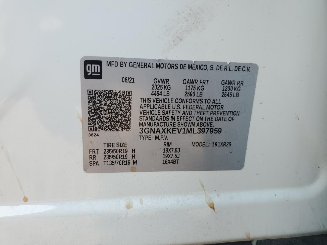 3GNAXKEV1ML397959 2021 CHEVROLET EQUINOX - Image 12