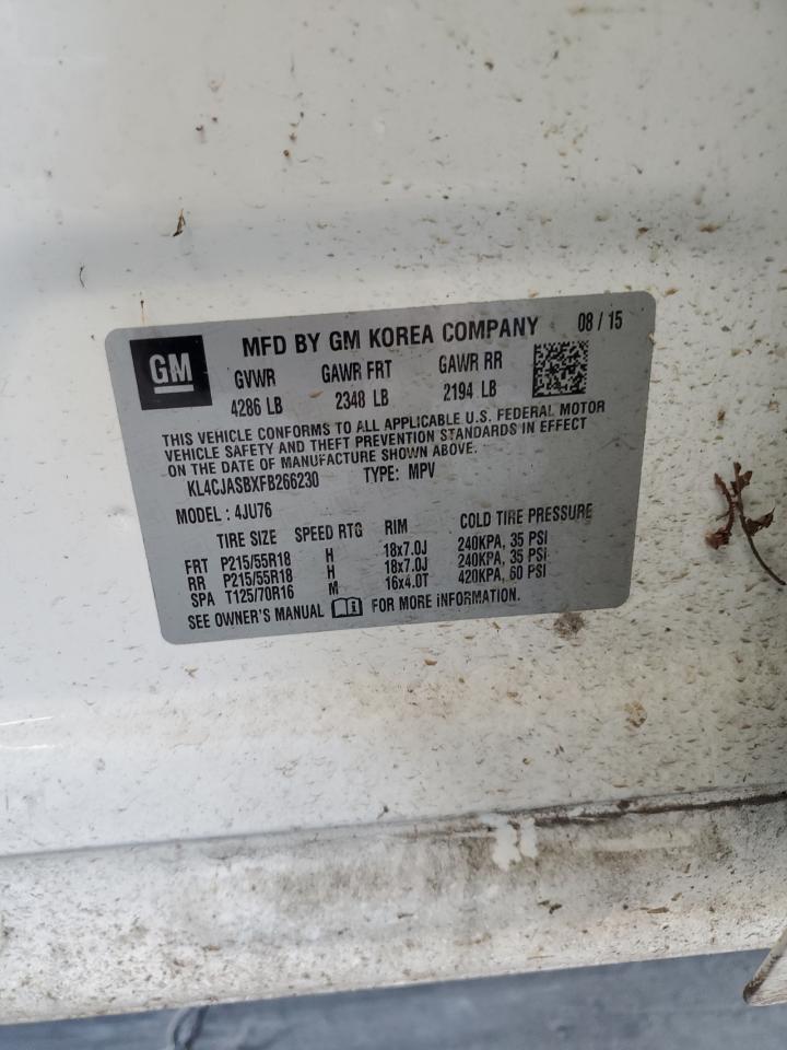 2015 Buick Encore VIN: KL4CJASBXFB266230 Lot: 69053484