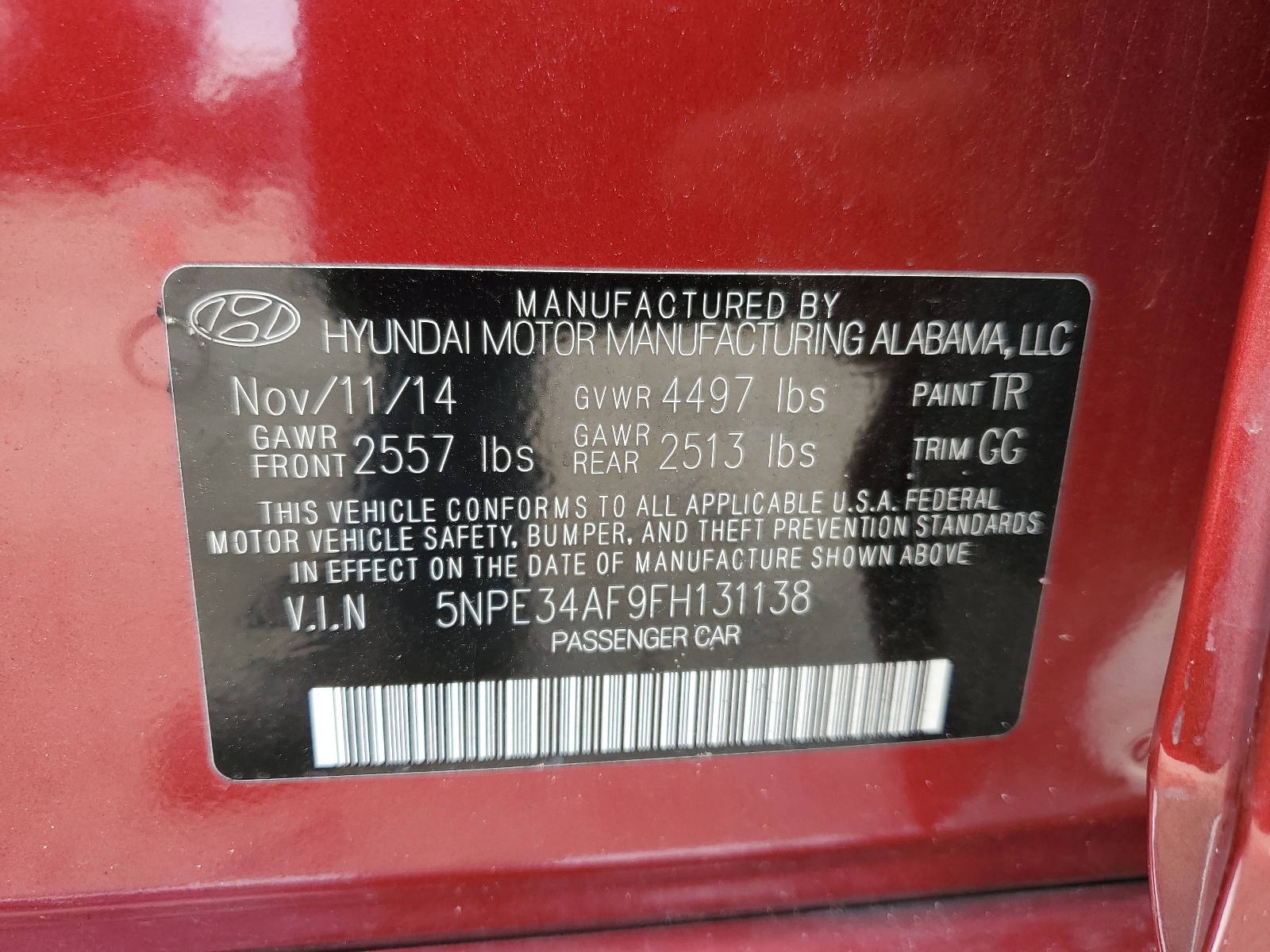 5NPE34AF9FH131138 2015 Hyundai Sonata Sport