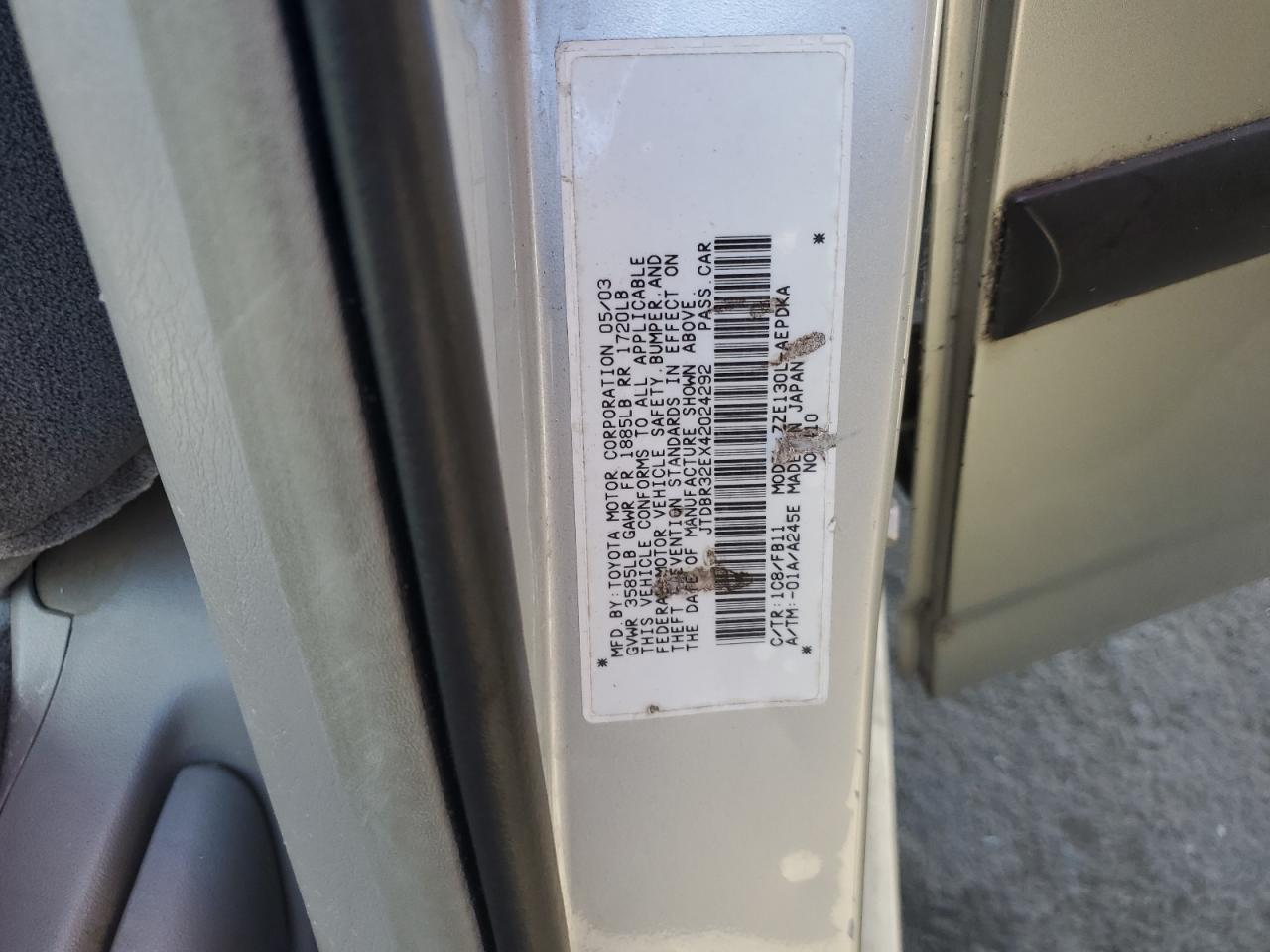 2004 Toyota Corolla Ce VIN: JTDBR32EX42024292 Lot: 67063944