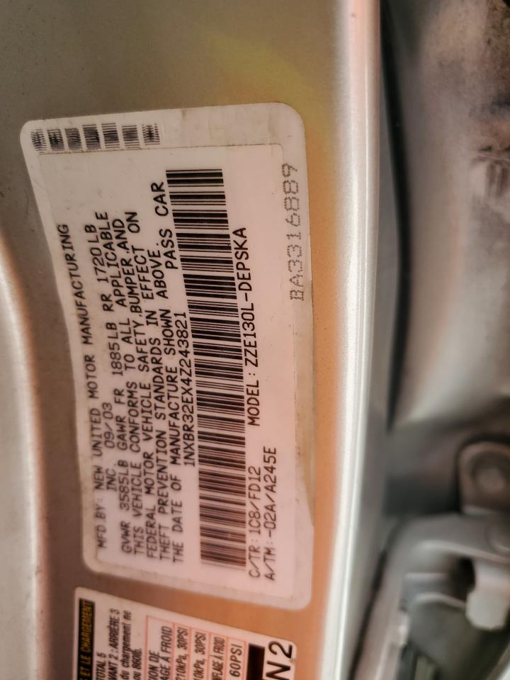 2004 Toyota Corolla Ce VIN: 1NXBR32EX4Z243821 Lot: 65820164