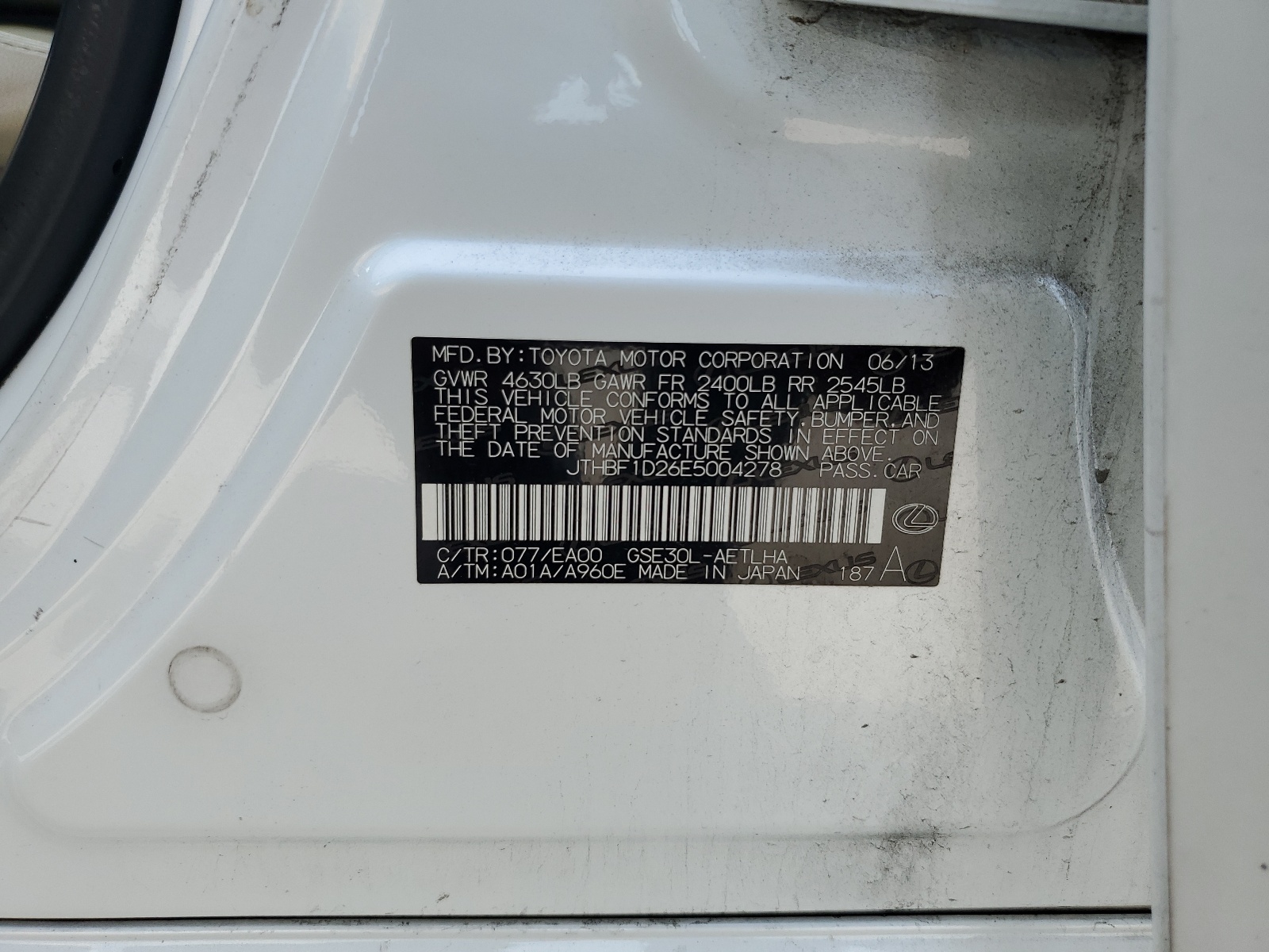 JTHBF1D26E5004278 2014 Lexus Is 250