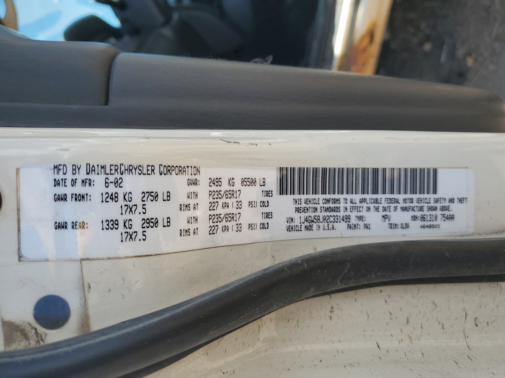 1J4GW58J02C331499 2002 Jeep Grand Cherokee Limited