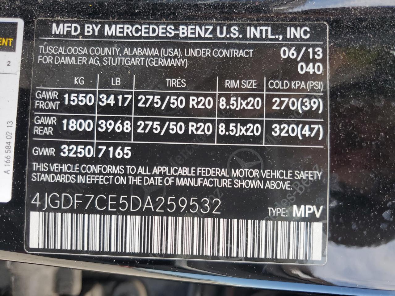 4JGDF7CE5DA259532 2013 Mercedes-Benz Gl 450 4Matic