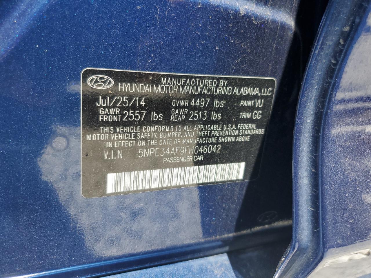 2015 Hyundai Sonata Sport VIN: 5NPE34AF9FH046042 Lot: 67540204