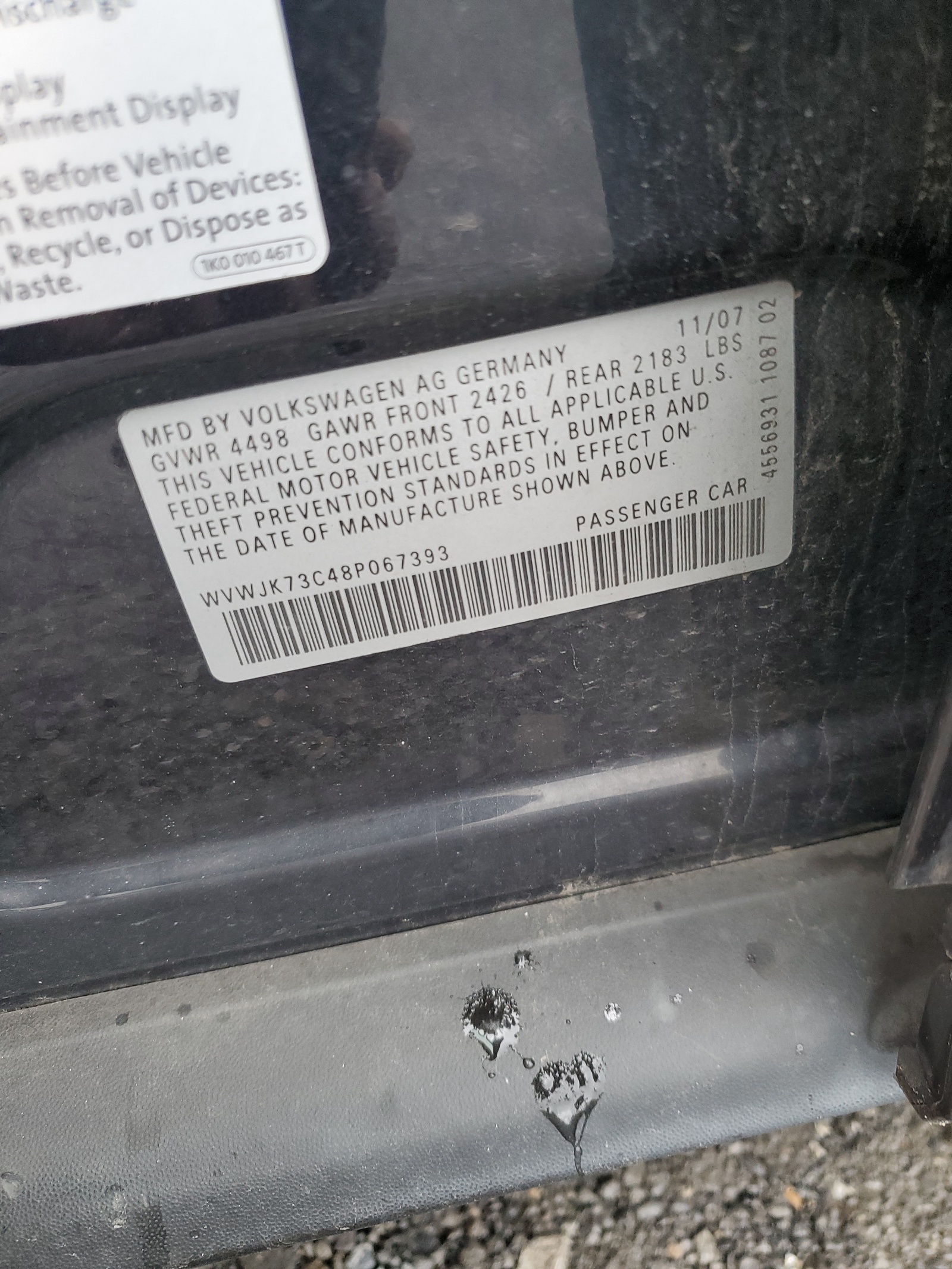 WVWJK73C48P067393 2008 Volkswagen Passat Turbo