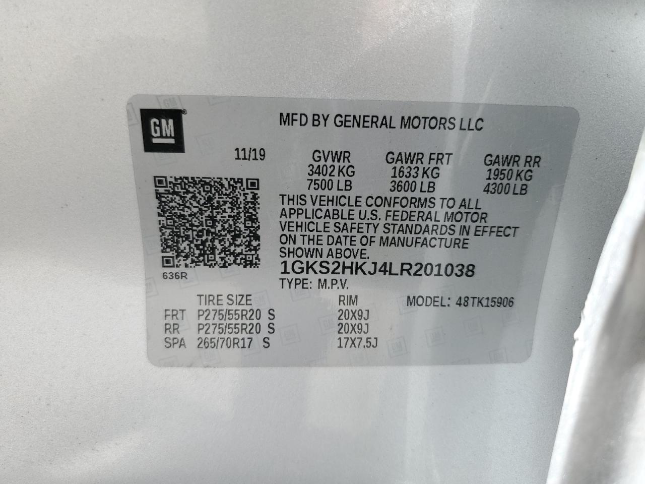 1GKS2HKJ4LR201038 2020 GMC Yukon Xl Denali