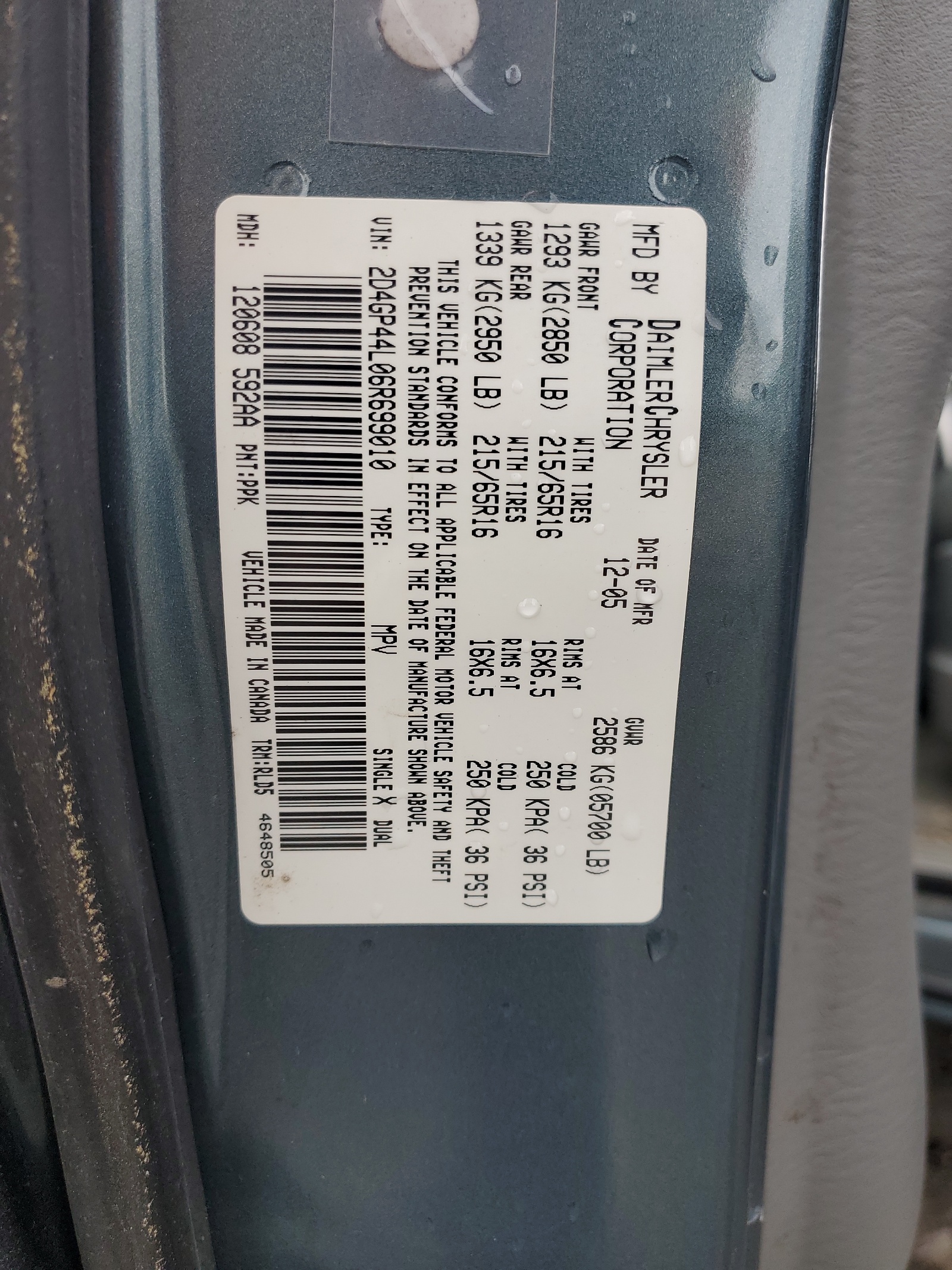 2D4GP44L06R699010 2006 Dodge Grand Caravan Sxt