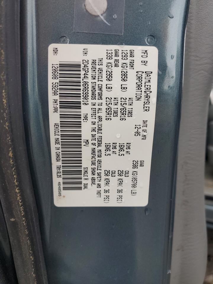 2006 Dodge Grand Caravan Sxt VIN: 2D4GP44L06R699010 Lot: 65319554