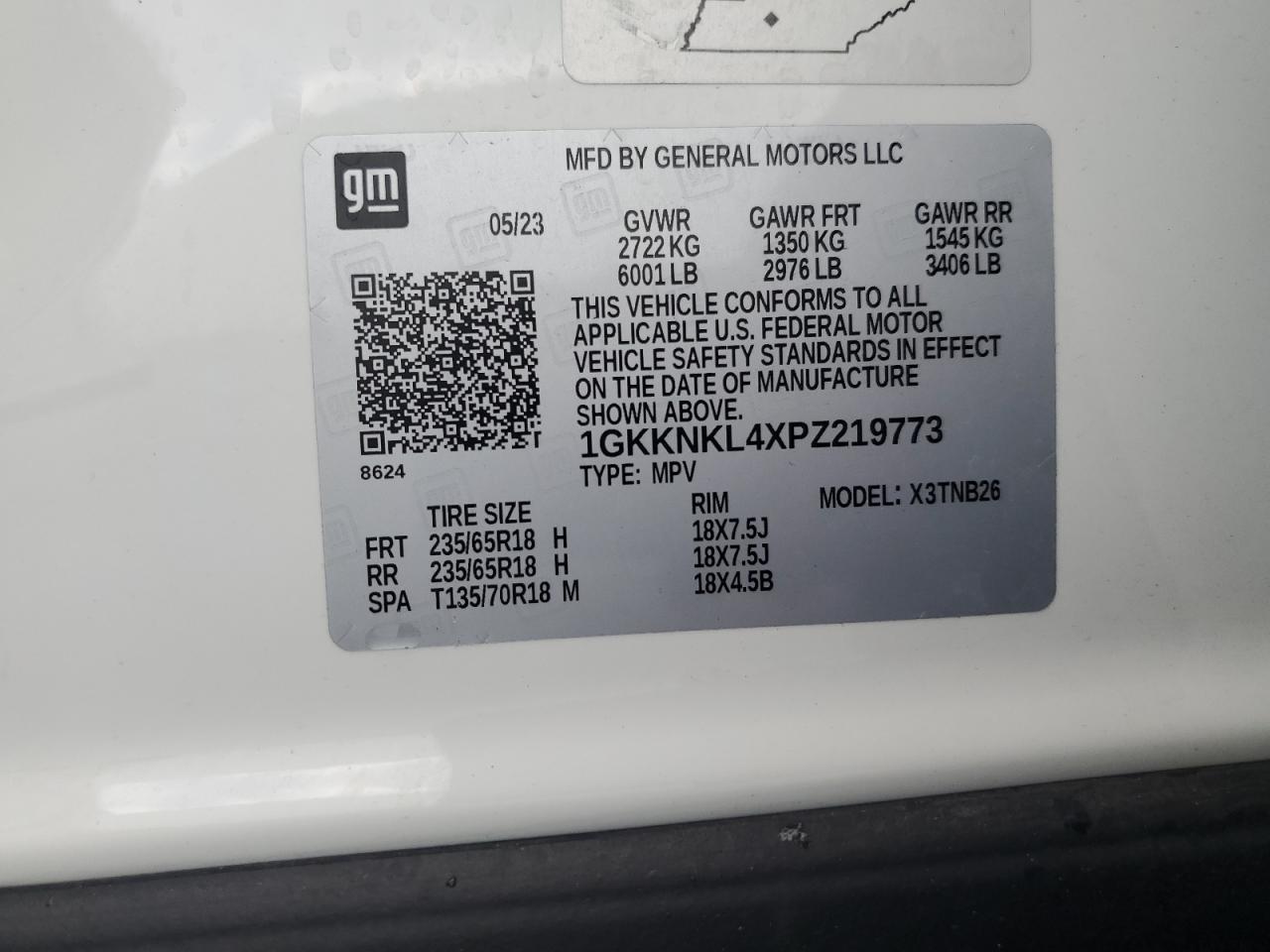 2023 GMC Acadia Sle VIN: 1GKKNKL4XPZ219773 Lot: 66624774