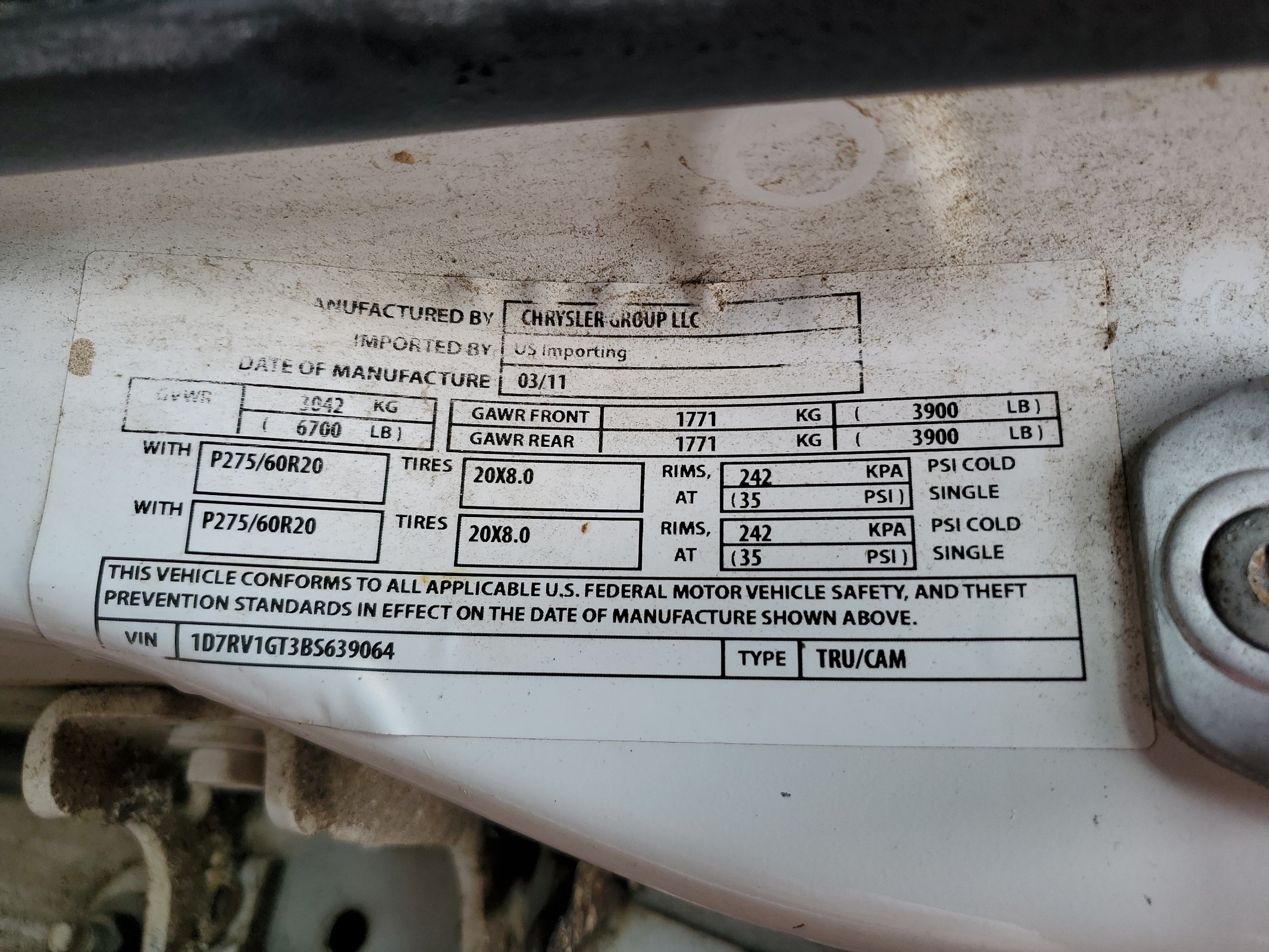 1D7RV1GT3BS639064 2011 Dodge Ram 1500