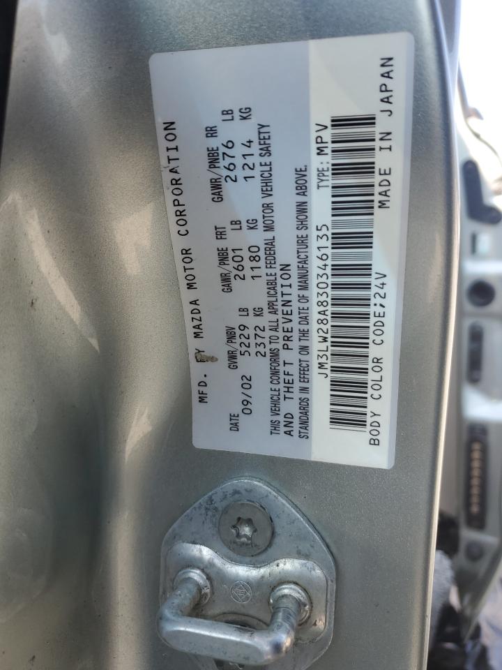 2003 Mazda Mpv Wagon VIN: JM3LW28A830346135 Lot: 66750654